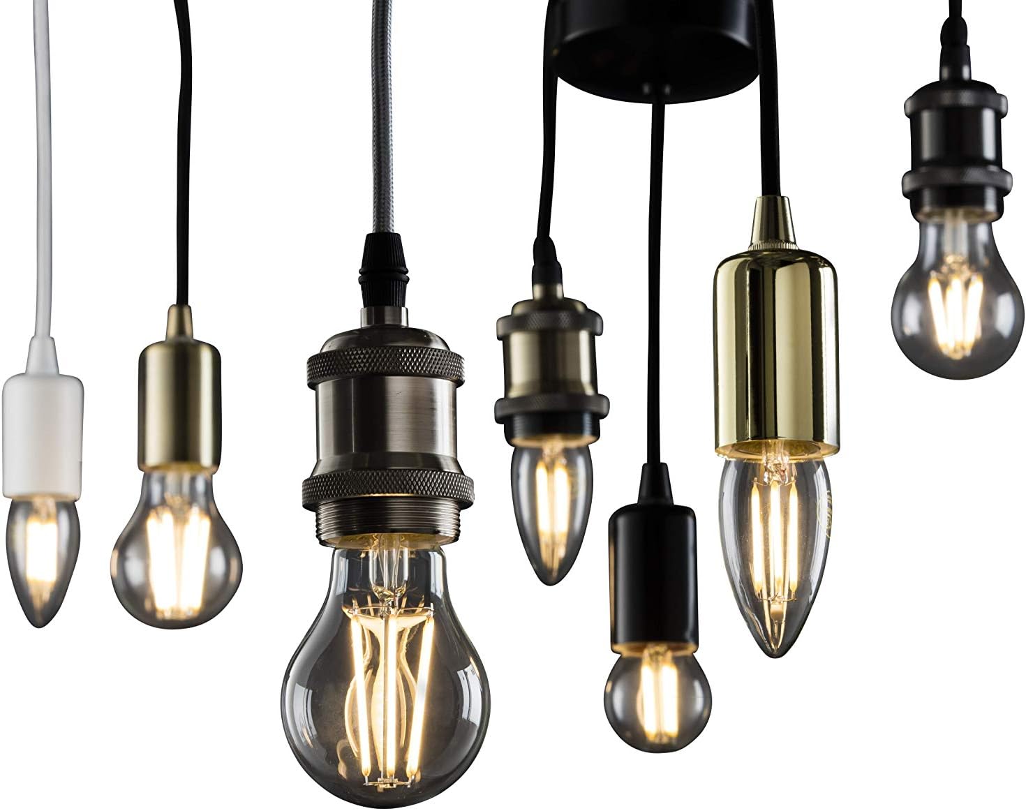 Knightsbridge 6 Inch E27 Vintage Pendant Set in Brushed Chrome, 150mm - Image 5