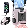 Socool 10000mAh Portable Waist Fan Clip on Wearable Belt Personal Fan Rechargeable Battery operated With 5 Speeds & Flashlight Neck Fan Hands-Free 40H Cooling For Outdoor Camping Travel