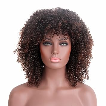 Stfantasy New Fashion 19 Medium Length Brown Afro Curl Wigs For