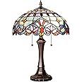 Capulina Tiffany Lamp Reading Table Lamp 2-Light 16x16x22 Inches Traditional Handicrafts Antique Art Style Desk Lamp for Bedrooms Bedside Living Room Home Office