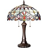 Capulina Tiffany Lamp Stained Glass Table Lamp 2-Light 16x16x22 Inches Traditional Handicrafts Antique Art Tiffany Style Desk