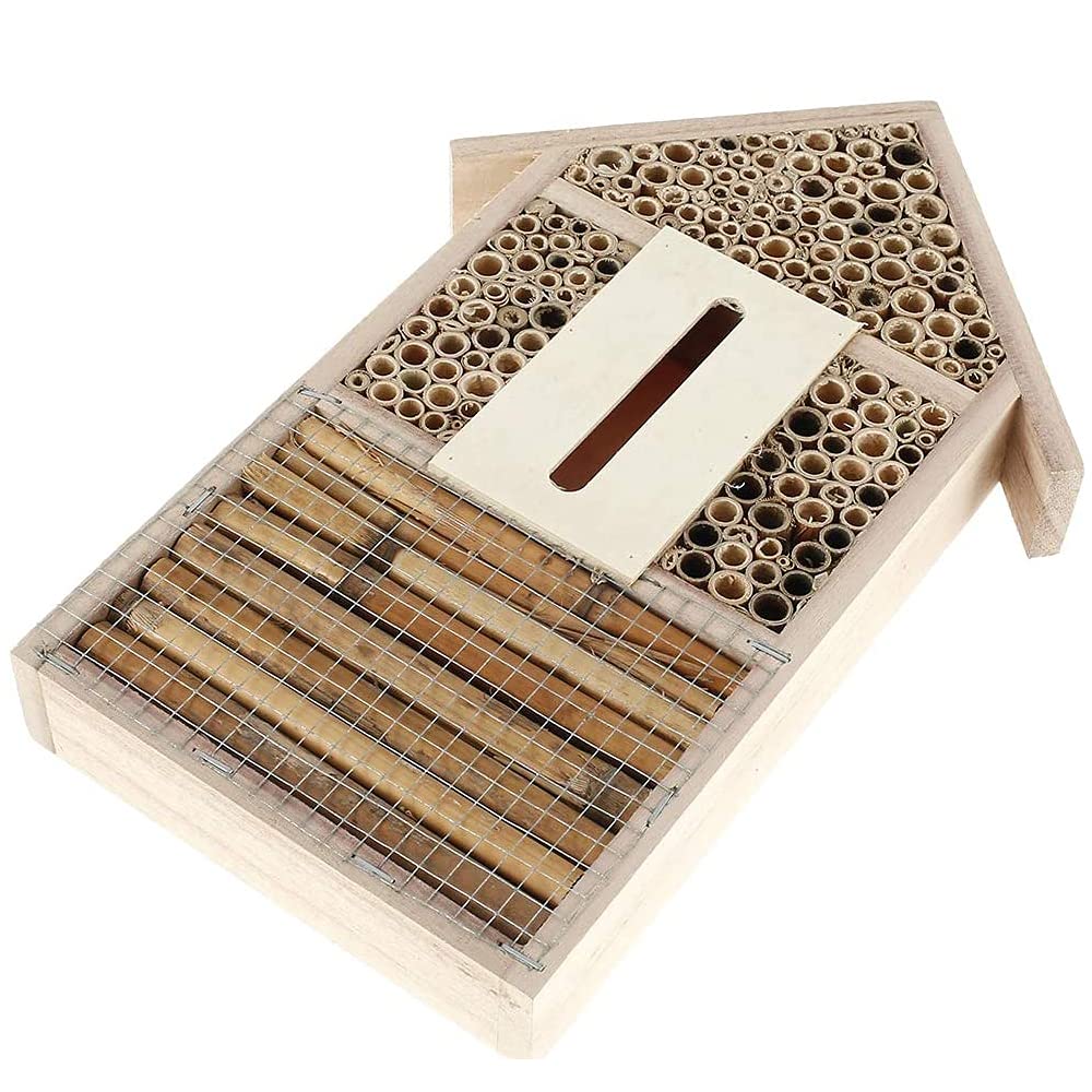 ANCLLO Large Size Bee House Hotel Butterfly Houses Outdoor Multi Quality Wooden Insect Hotels