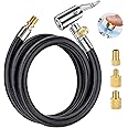 LUMITECO 33" Lengthened Tire Inflator Hose Adapter Quick Connect&Release, Lock On Air Chuck w/Schrader Valve Fine Thread&Converting Nuts, Tire Inflator Pump Hose Adapter for Car Motorcycle Bike