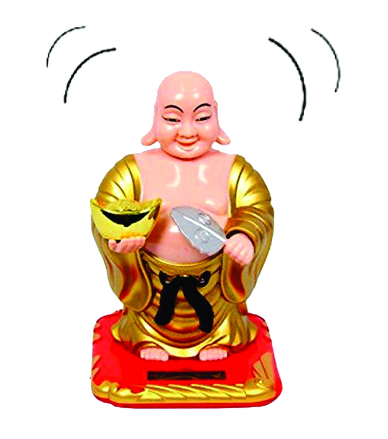 Buy Saubhagya Global Solar Laughing Buddha Holding Ingot & Waving Fan