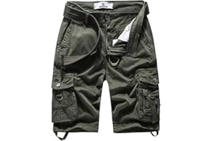FOURSTEEDS Women's Cotton Loose Fit Zipper Multi-Pockets Twill Bermuda Drawstring Women Cargo Shorts