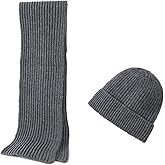 Embouro 2PCS Merino Wool Knit Beanie Scarf Set for Men & Women, Winter Soft Warm Long Scarves with Wool Beanie Hat