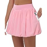 MIVEI Women's Mini Bubble Skirt - High Waisted Puffy Ruffle Tennis Workout Athletic Casual Loose Fit Skorts with Pockets