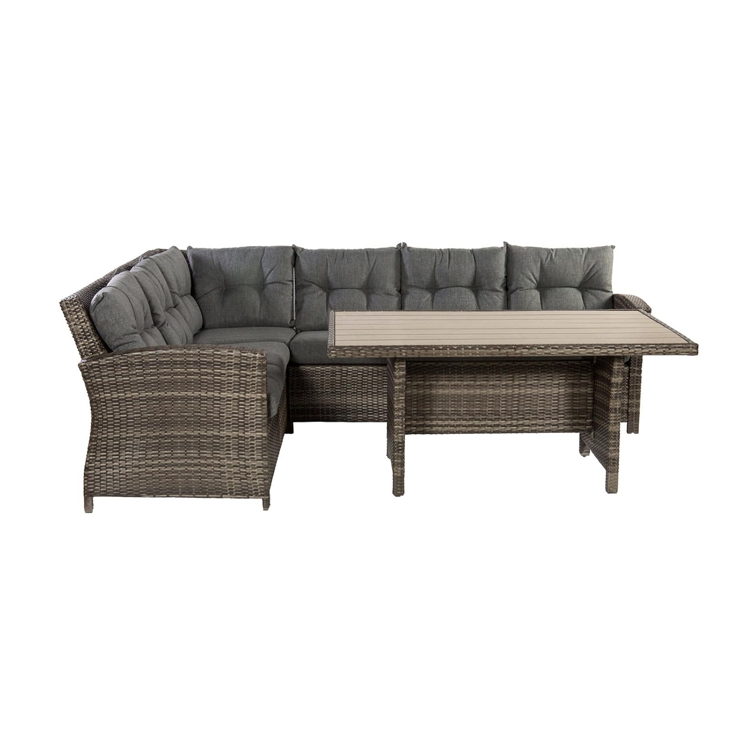Gartenlounge Gartensitzgruppe mit Esstisch Polyrattan grau ...