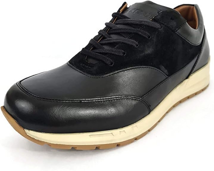 smart black leather trainers