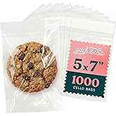 5" X 7" Self Sealing Cellophane Bags (1000 Pack) - Clear Cookie Bags With Seal for Baked Goods Packaging, Cookie Wrappers, Bakery Packaging, Bake Sale, Candy, Treats, Goodies, Gifts, Party Favors