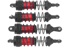 Pomya Front Rear RC Shock Damper Set | 4Pcs Aluminum Alloy Absorbers for LC Racing 1/14 1/16 RC Vehicles (Red)