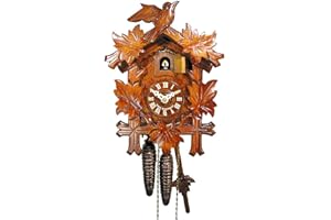 DV-MARKETING, ORIGINAL BLACK FOREST CUCKOO CLOCKS Original German cuckoo-clock (certified), mechanical 1-day movement with 1 bird and 5 leaves, coo-coo clocks from the Black-Forest, Germany by DV-Marketing, SchwarzwÃƒ¤lder Kuckucksuhren