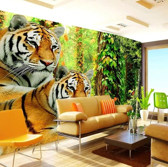 Papeles Pintados De Pared Tigre Del Bosque 200x140cm Papel Pintado De