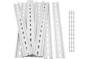HEVIDUBANA 10 Pieces 12" Aluminum DIN Rails,RoHS Standard Slotted DIN Rail,with Extra Screws for Hardware Components Mounting (12inch)