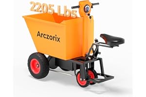 Arczorix Wheelbarrow Utility Cart with Seat & Stand, Electric Powered Cart 48V 20Ah Sealed Lead Acid Battery 1000W Capacity 2205Lbs, Material Hauler, Electric Wagon