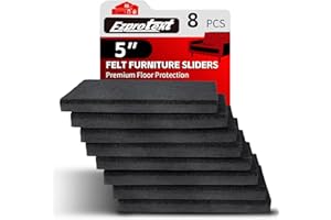 Ezprotekt 5" Square Felt Furniture Movers Sliders for Hardwood Floors, 8 Pcs Reusable Felt Furniture Moving Pads for Heavy Duty Bed Sofa Fridge Couch, Move Item Easily and Quickly (Black)