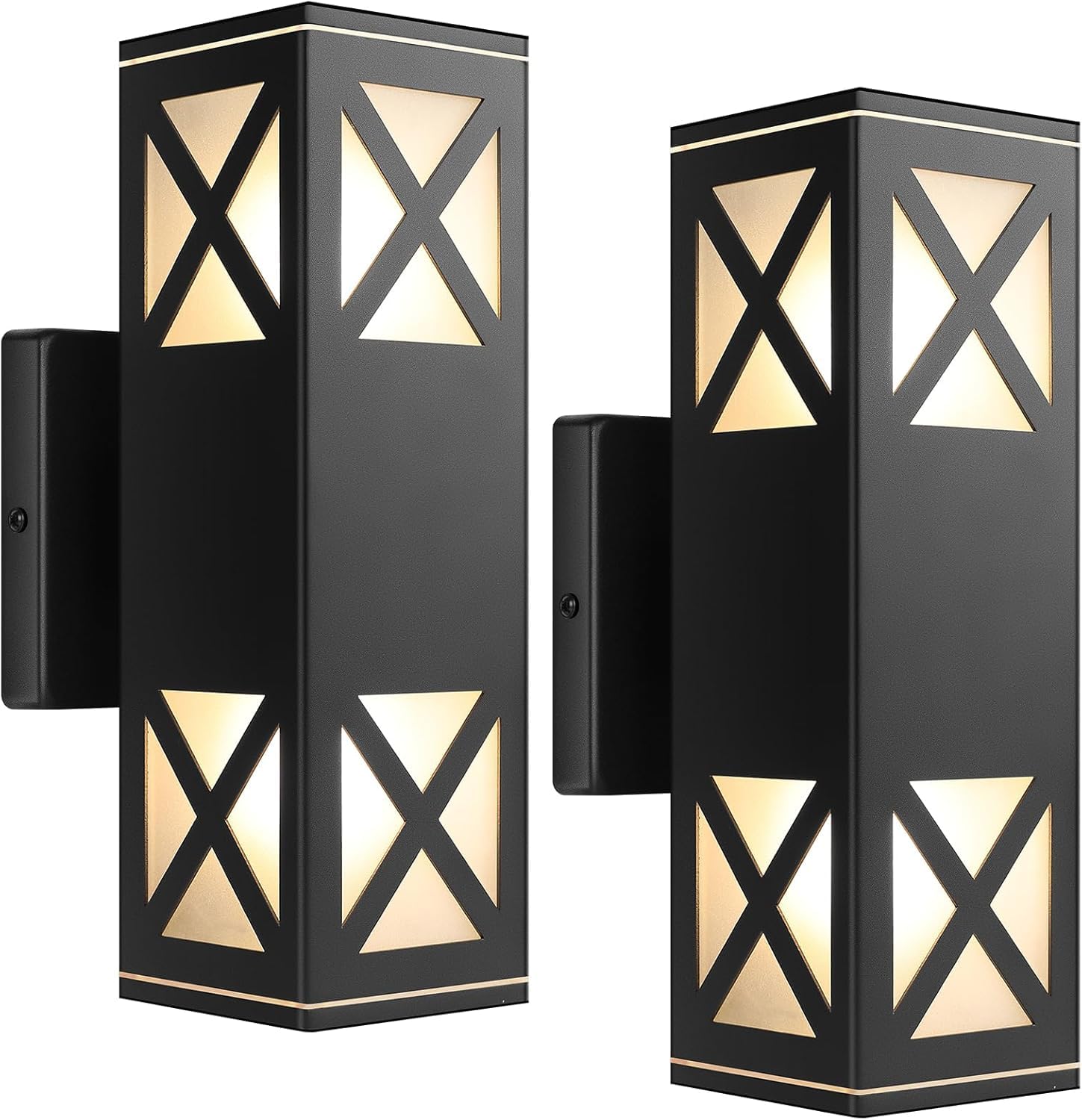 Photo 1 of Brightever Modern Outdoor Wall Light, 2-Pack Aluminum Rectangular Waterproof Exterior Wall Sconces, Up & Down Outside Light Fixtures with Tempered Glass for Porch House Garage, Bulbs Not Included