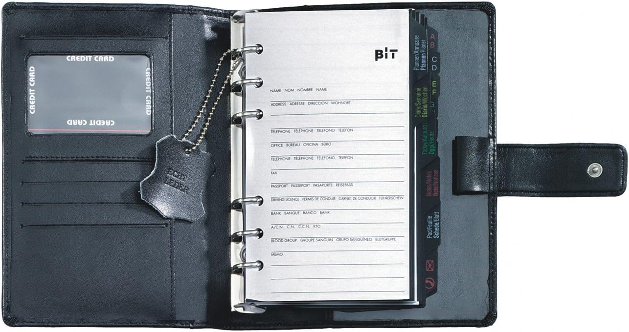 Personal Organiser Wee To View 2019 Diary Leather Black With Magnetic Button