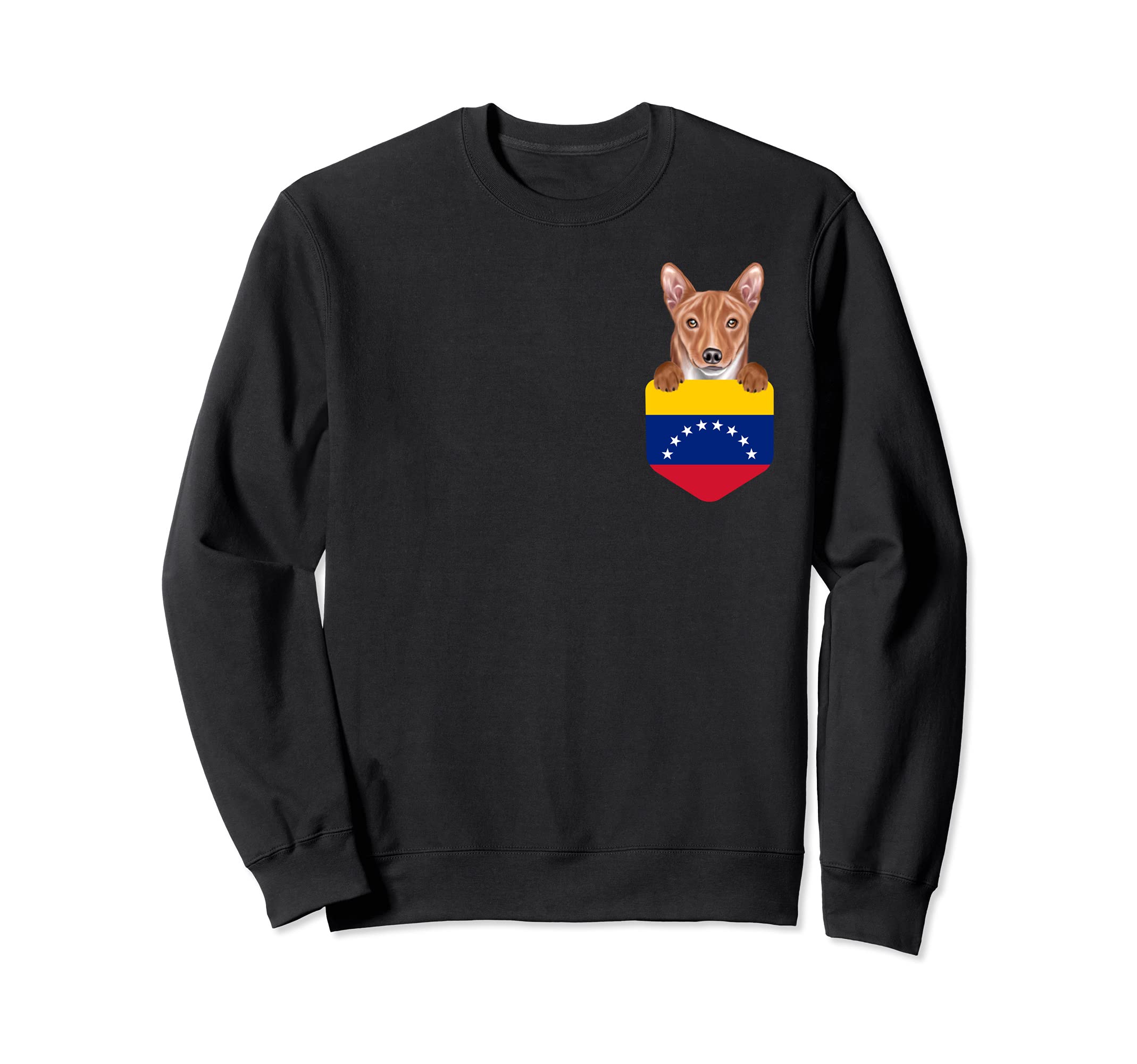 Venezuela Flag Basenji Dog In Pocket Sweatshirt