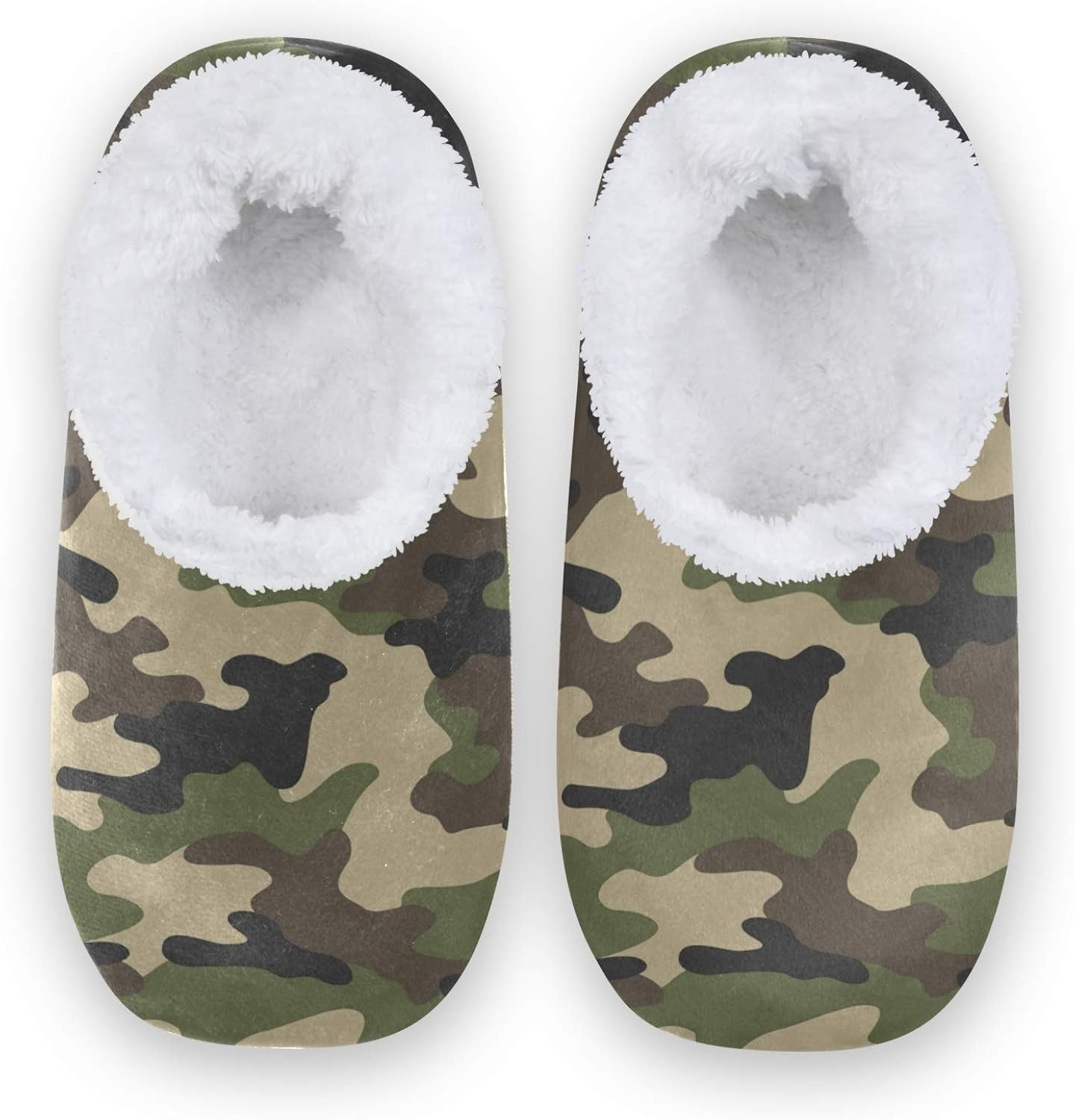 NOVTO Camouflage Woodland Print House Slippers AntiSlip