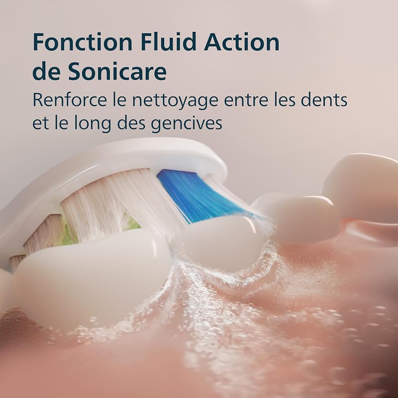 Sonicare série 3100 – Brosse à dents électrique, capteur de pression, 3 intensités, EasyStart, SmarTimer, autonomie 14 j, étui de voyage, pack de 2, coloris blanc, HX4072/41, [Nouveau]