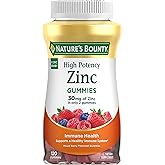 Nature's Bounty Zinc Gummies, Immune Support Gummies, Supports Skin & Antioxidant Health, Mixed Berry, 30mg, 120 Count
