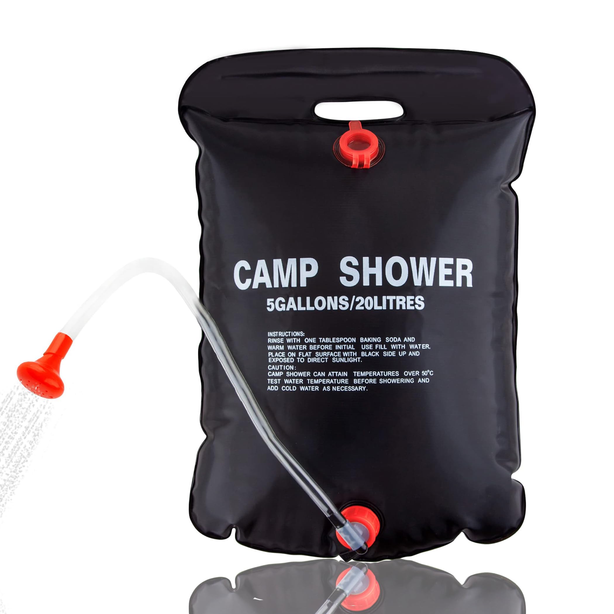 Ieron Camping Shower 20L, 5 gallons Portable Solar Heated Travel Shower Bag with 45°c Removable Hose, On-Off Switchable Shower Head for Beach Swimming Outdoor Traveling Hiking Climbing