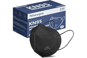 Niwopo KN95 Face Mask 100 Pack, Individually Wrapped, 5-Ply Breathable Comfortable Safety Mask Filter Efficiency≥95% Against PM2.5 Black masks