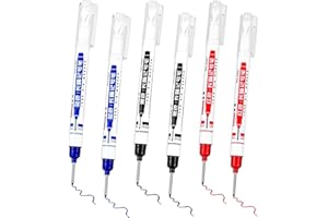 Gjinxi 6 Pcs Multi-purpose Deep Hole Marker Pens Long Deep Nib Markers 20mm Long Head Drill Markers Colorful Quick Dry Waterproof Carpenter Pens for Construction Bathroom Woodworking(Red Black Blue)