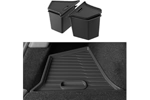 TSLAUCAY New 2022-2024 Model Y 5 Seater Rear Trunk Organizer with Lids 2 PCS Model Y Trunk Storage Box TPE Waterproof Trunk Storage Bins Interior Accessories for Tesla Model Y 5 Seater-(Non 7 Seater)