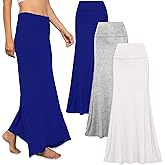 Free to Live 3 Pack Long Skirts for Women Fall Stretchy Flowy Maxi Skirt Dressy Casual for Work, Soft Fold Over High Waisted