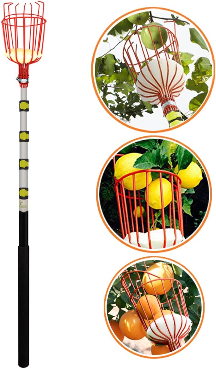 Pique-fruits Universel Avec Panier – Cueille-fruits Orange, Léger, Métal/plastique