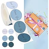 Fssqii Thank You Stickers Small Business 1000pcs 1'' for Supporting My Small Business Stickers Labels 6 Colors Self-adhesive Labels for Gift Bags Packaging Round Sticker Tags for Shopping (Dusty Blue)