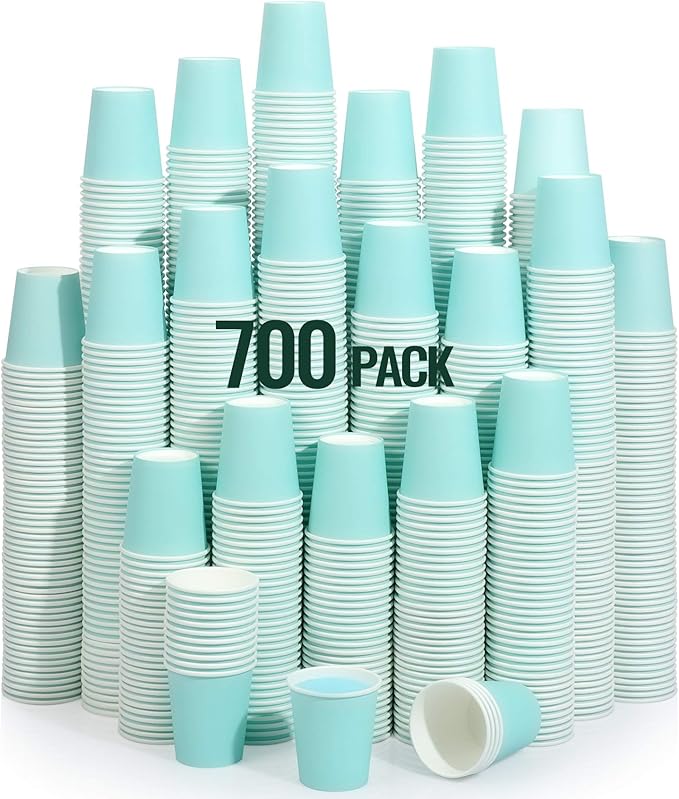 [700 Pack] 3 oz Paper Cups, Sky Blue Mouthwash Cups