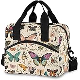 zyrtty Insulated Lunch Bag for Women Men Butterfly Pattern Large Reusable Lunch Box Adult Leakproof Portable Cooler Tote Bags for Work Picnic