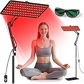Morfone Red Light Therapy for Body Face - Infrared Light Therapy Lamp 660nm, 850nm, 940nm Tri-Wavelength LED Beads Panel with Height Adjustable Stand for Home Use, Gift for Women Girls, S