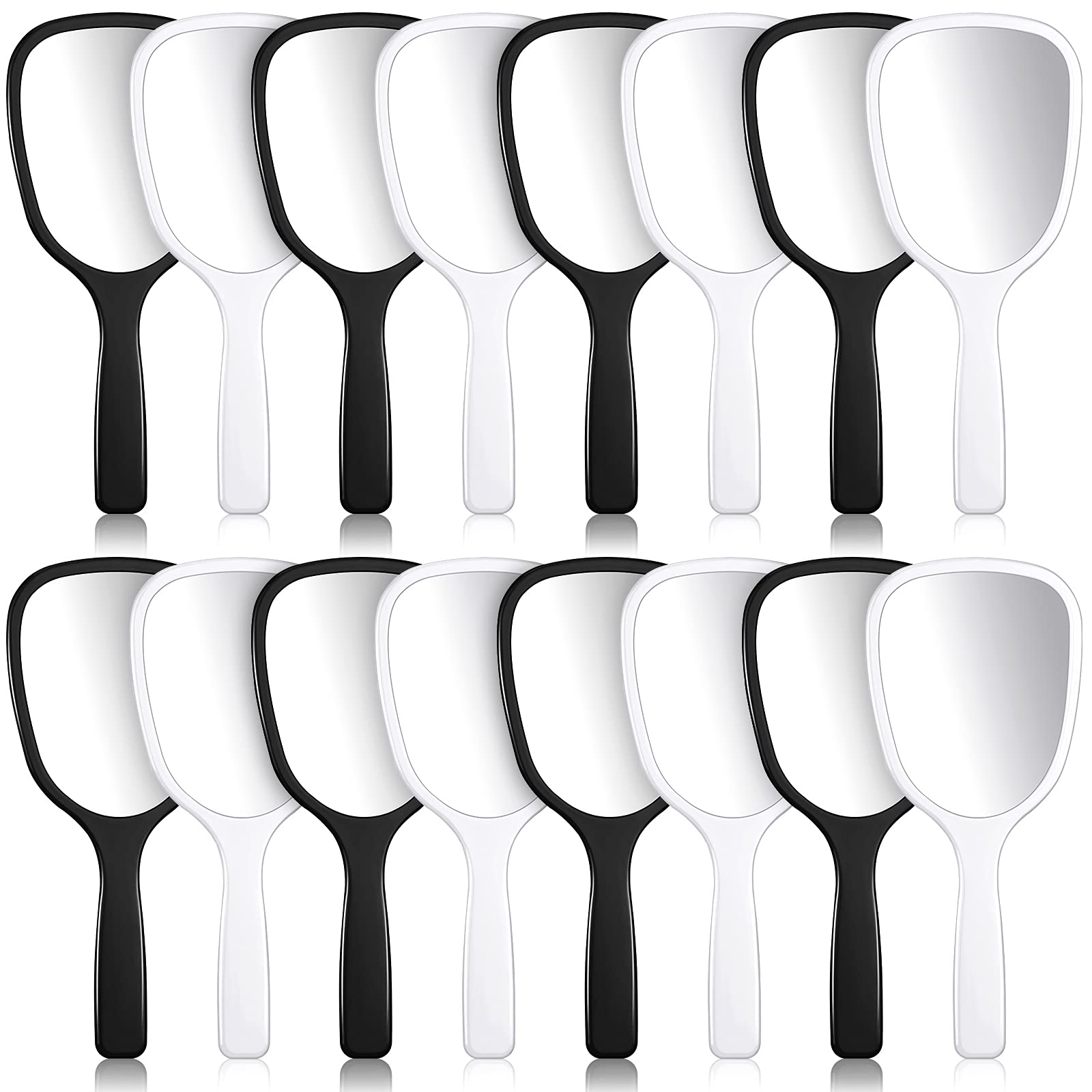 Photo 1 of Hicarer 16 Pcs Hand Handheld Mirror with Handle Plastic Travel Makeup Handheld Cosmetic Mirror for Travel, 3.15 Inch Wide, 7.09 Inch Long (Black,White)