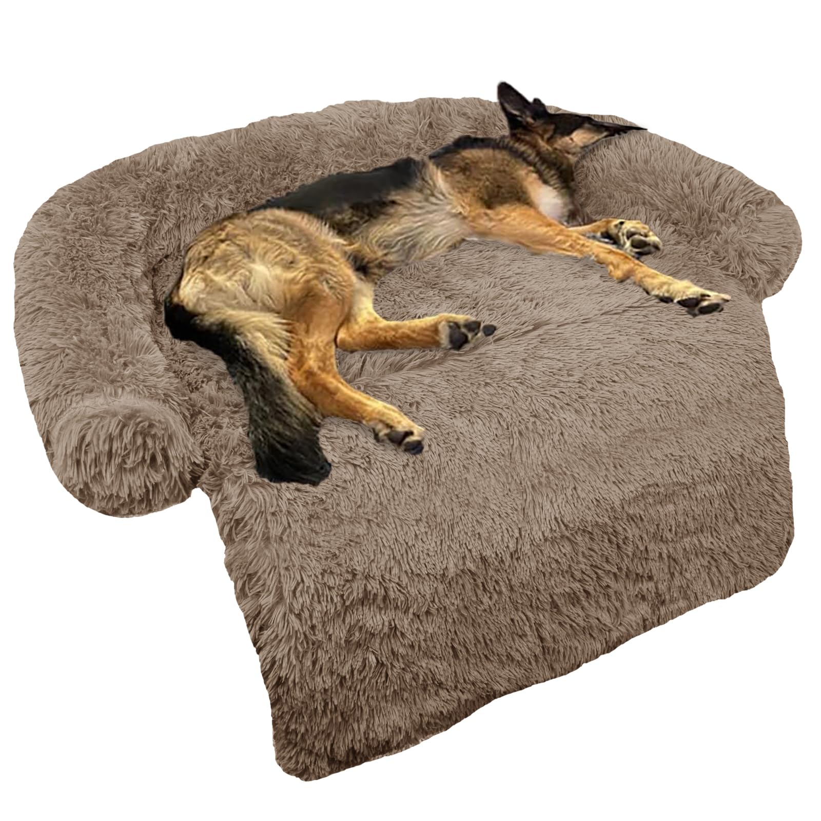 Photo 1 of Calming Dog Bed Fluffy Plush Dog Mat for Furniture Protector with Removable Washable Cover for Large Medium Small Dogs and Cats (Large(45x37x6), Camel)