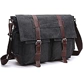 Canvas Messenger Bag Military Messenger Bag Shoulder Bags Fit Laptap for Men Crossbody Work Bag Casual Business Bag