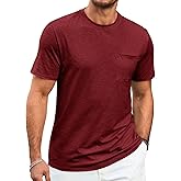 Runcati Mens Short Sleeve T Shirts Crew Neck Casual Summer Basic Shirt Lightweight Tee Tops with Pocket