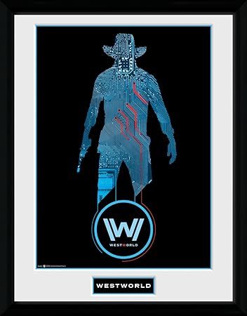 GB eye Ltd Westworld, Silhouette Kunstdruck, gerahmt, 30 x 40 cm, Holz, Verschiedene, 52 x 44 x 3 cm