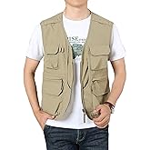 Perbai Men's Black Utility Fishing Vest Outdoor Summer Lightweight Work Photo Safari Cargo Vest