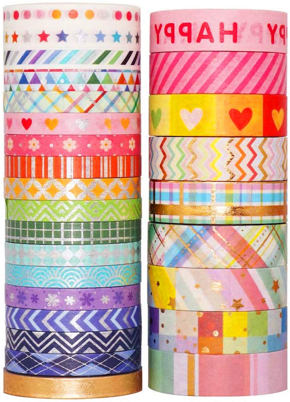 YUBX Or Washi Tape Set of 27 Rolls of Decorative Masking Tape for Scrapbooking Crafts DIY 8 mm/15 mm Wide