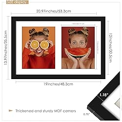 DUENPY 12x19 Double Picture Frame 8x10 Displays Two