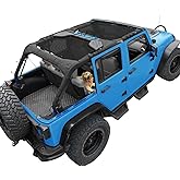 Coverspec JK Sun Shade Top Compatible with Jeep Wrangler 4 Door 2007 to 2018 Sunshade Sunroof Bikini Cover Blocks UV Wind Noise Black Mesh for Front and Rear 2 pcs