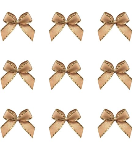 100 Pcs Satin Bow Ribbons With Gold Edge - 20mm Mix Color Embellishment Decorations