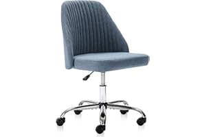 DUMOS Office Desk Chair, Modern Cute Rolling Vanity Swivel Task Seating with Wheels, Comfortable Back Seat Armless for Home, Bedrooms, Study, Student, Adults, Make-Up, Dressing Room