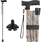 Walking Cane PANZHENG Cane for Man/Woman | Mobility &amp; Daily Living Aids | 5-Level Height Adjustable Walking Stick | Comfortable Plastic T-Handle Portable Walking Stick Folding Cane