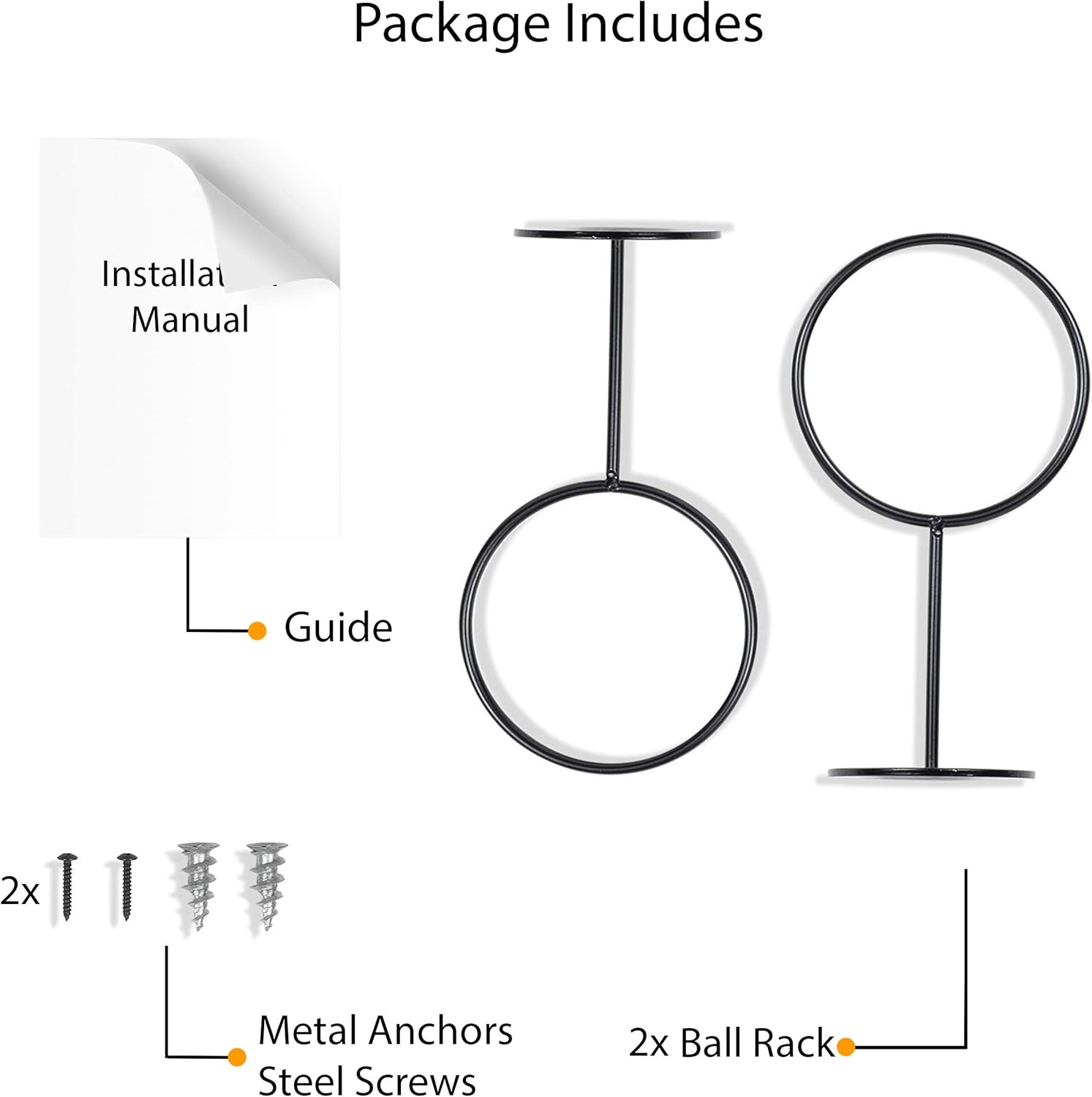 Wallniture Palla Ball Organizers and Storage for Soccer Ball & Basketballs Metal Rack Set of 2 Black: Sports & Outdoors