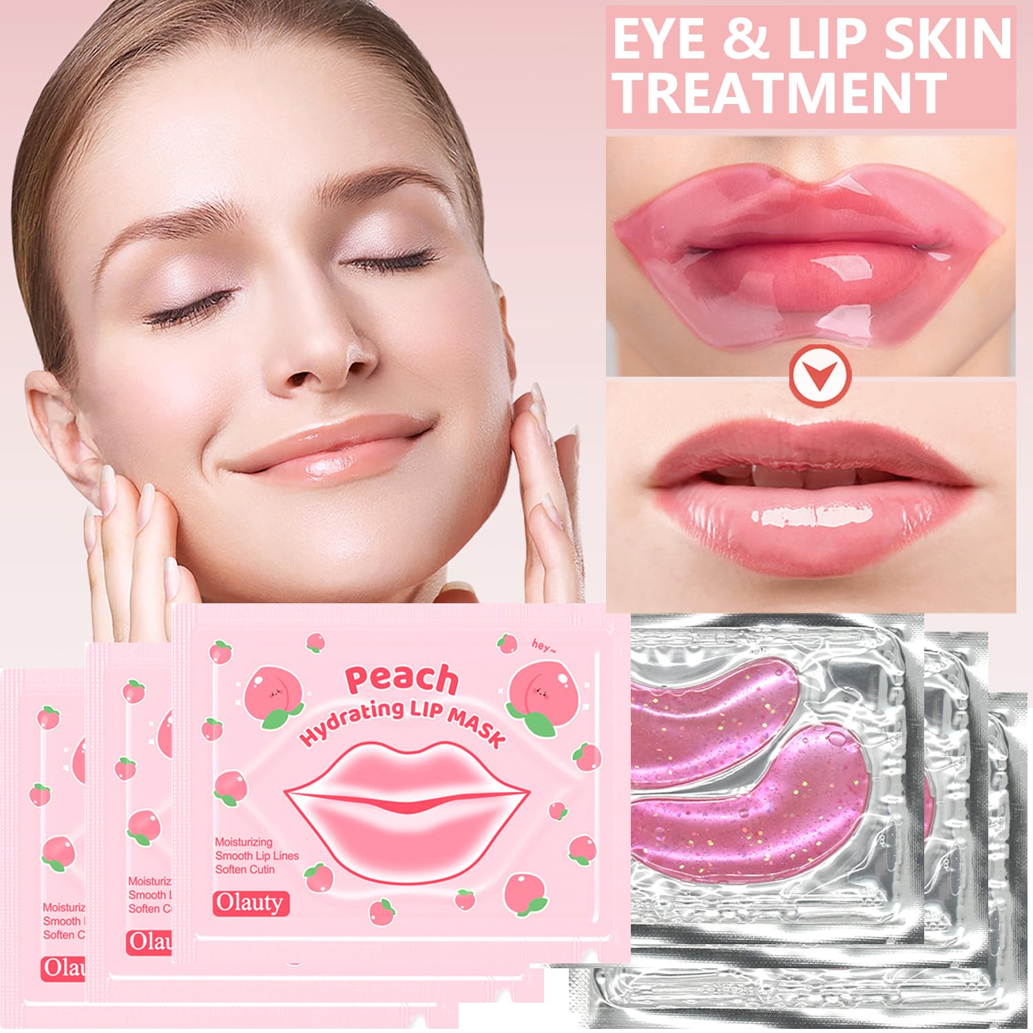 30 Pairs Lip Mask & Eye Mask,Under Eye Patches for Puffy Eyes,Pink Moisturizing Spa Daily Labial Lip Masks,Bachelorette Party Favors & Accessories,Party Favors Adults,Skincare,Stocking Stuffers